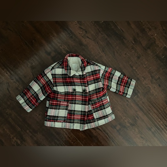 Zara Kids Plaid Pea Coat - Picture 1 of 1